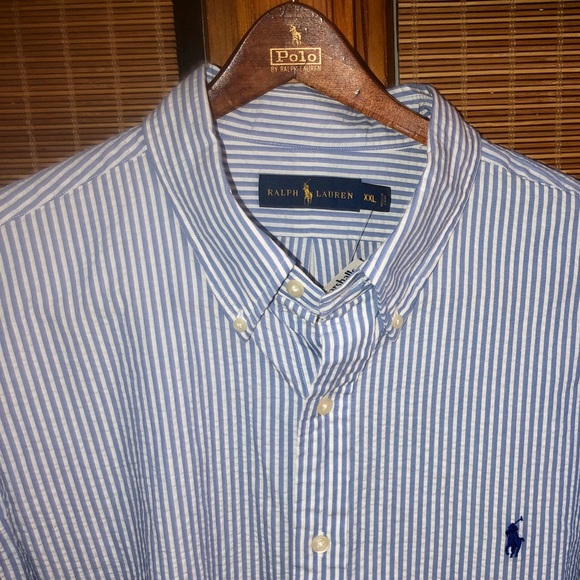 Polo Ralph Lauren Other - POLO RALPH LAUREN XXL SEERSUCKER BLUE WHITE SHIRT